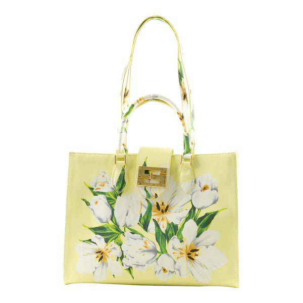 samantha sung Audrey Tote_Medium_Emperor Tulip Pastel_Soft Yellow