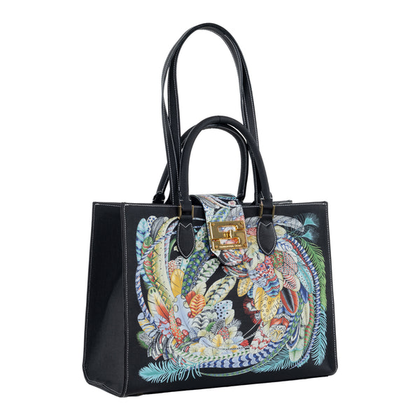 Samantha Sung Audrey Tote_Medium_Feather Fancy_Black