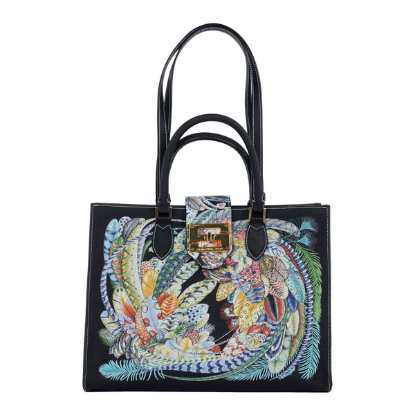 samantha sung Audrey Tote_Medium_Feather Fancy_Black