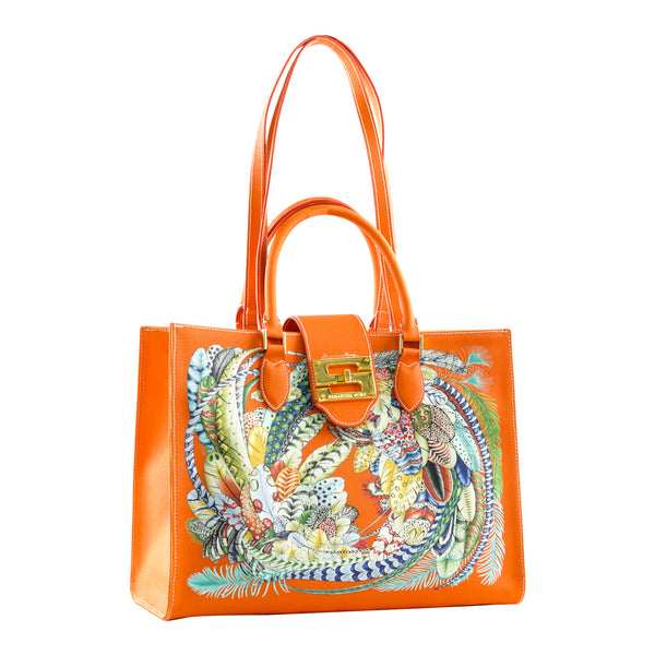 Samantha Sung Audrey Tote_Medium_Feather Fancy_Orange