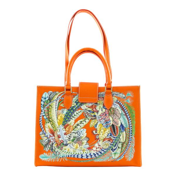 Samantha Sung Audrey Tote_Medium_Feather Fancy_Orange