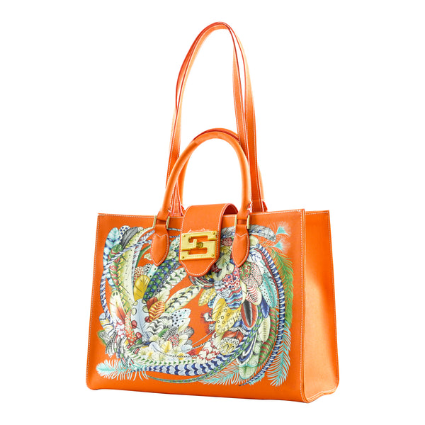 Samantha Sung Audrey Tote_Medium_Feather Fancy_Orange