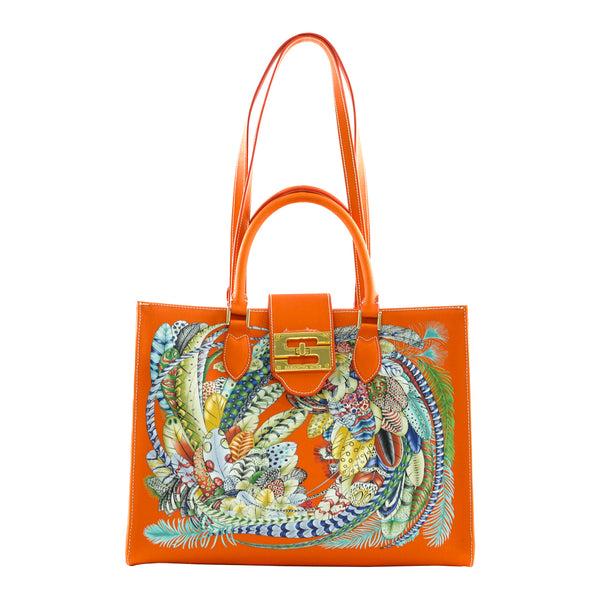 samantha sung Audrey Tote_Medium_Feather Fancy_Orange