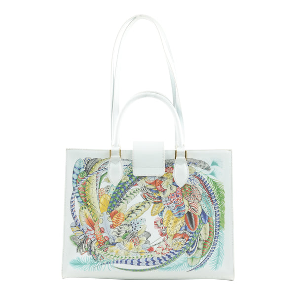 Samantha Sung Audrey Tote_Medium_Feather Fancy_White