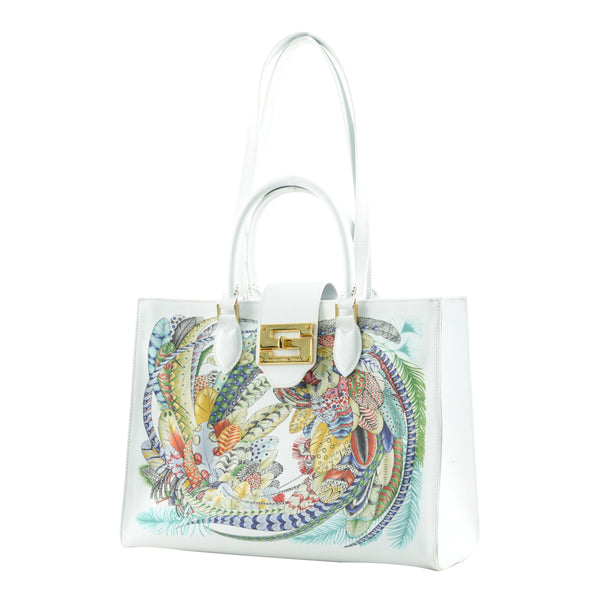 Samantha Sung Audrey Tote_Medium_Feather Fancy_White