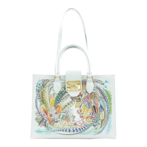 samantha sung Audrey Tote_Medium_Feather Fancy_White