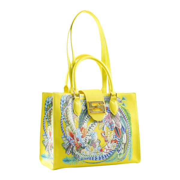 Samantha Sung Audrey Tote_Medium_Feather Fancy_Yellow