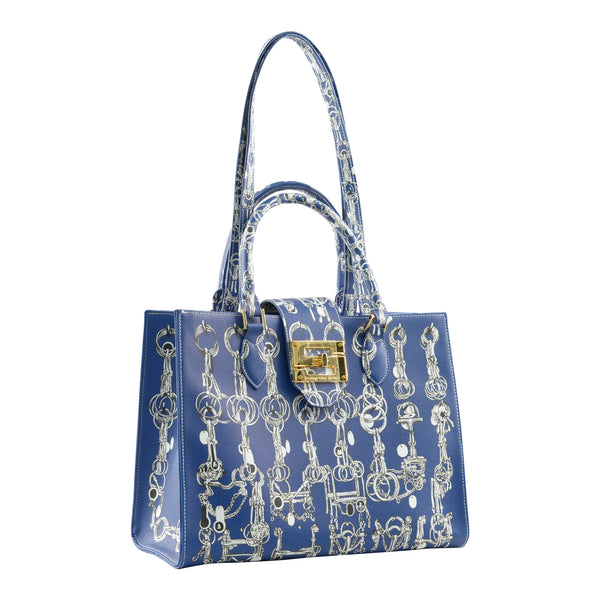 Samantha Sung Audrey Tote_Medium_Horse Chain_Cobalt Blue