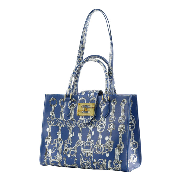 Samantha Sung Audrey Tote_Medium_Horse Chain_Cobalt Blue