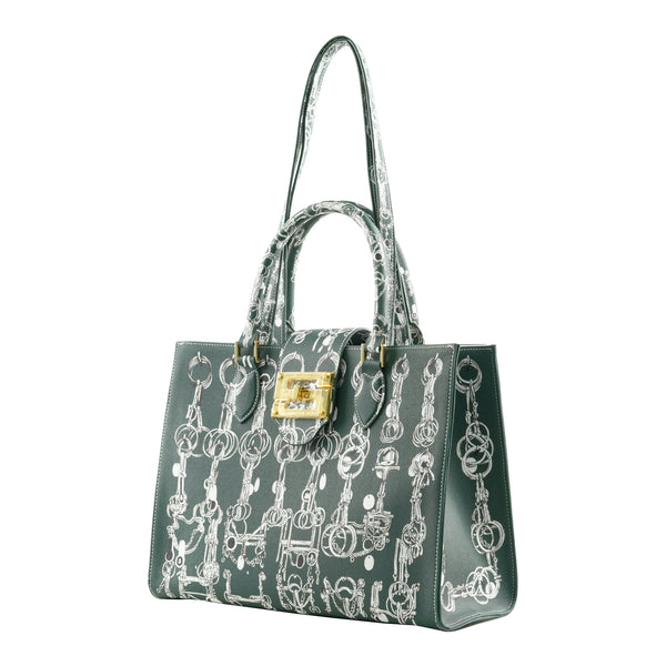 Samantha Sung Audrey Tote_Medium_Horse Chain_Ivy Green