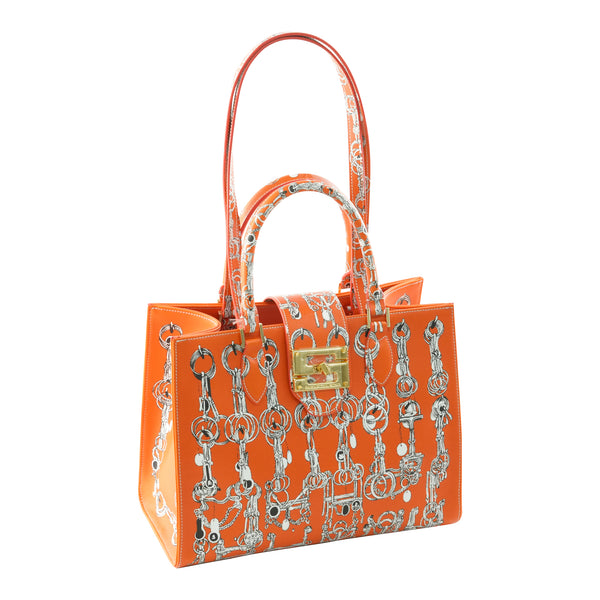 Samantha Sung Audrey Tote_Medium_Horse Chain_Orange