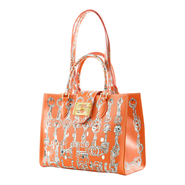 Samantha Sung Audrey Tote_Medium_Horse Chain_Orange