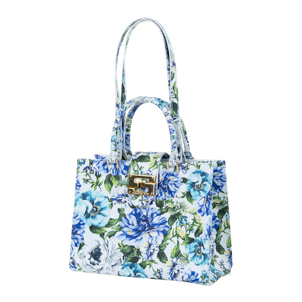 Samantha Sung Audrey Tote_Medium_Los Cabos Flower_White Blue