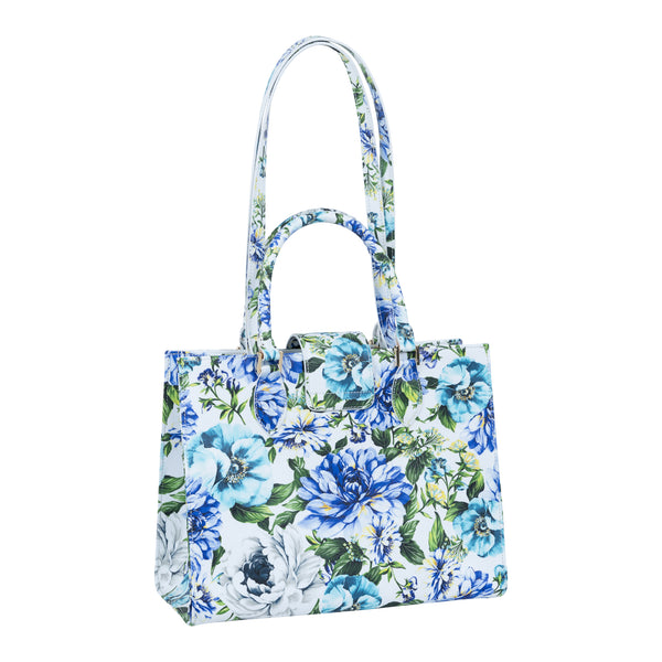 Samantha Sung Audrey Tote_Medium_Los Cabos Flower_White Blue