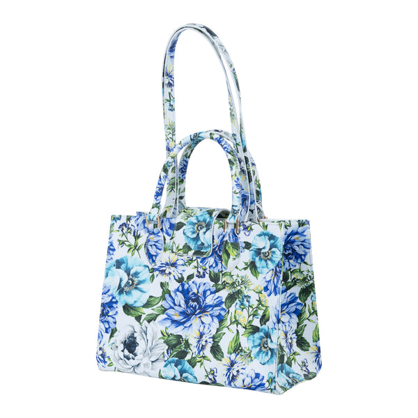 Samantha Sung Audrey Tote_Medium_Los Cabos Flower_White Blue