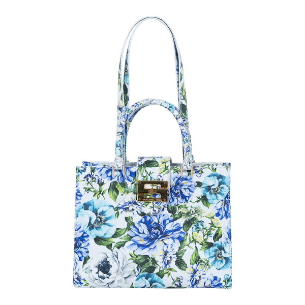 samantha sung Audrey Tote_Medium_Los Cabos Flower_White Blue