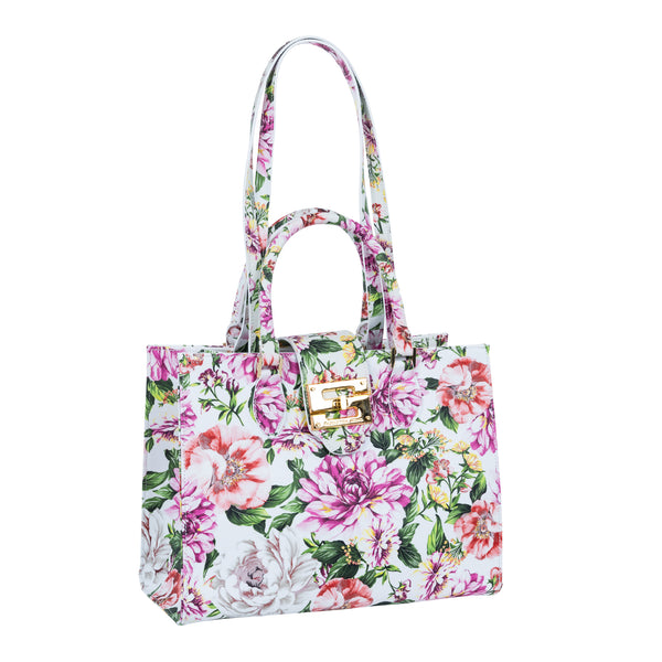 Samantha Sung Audrey Tote_Medium_Los Cabos Flower_White Pink