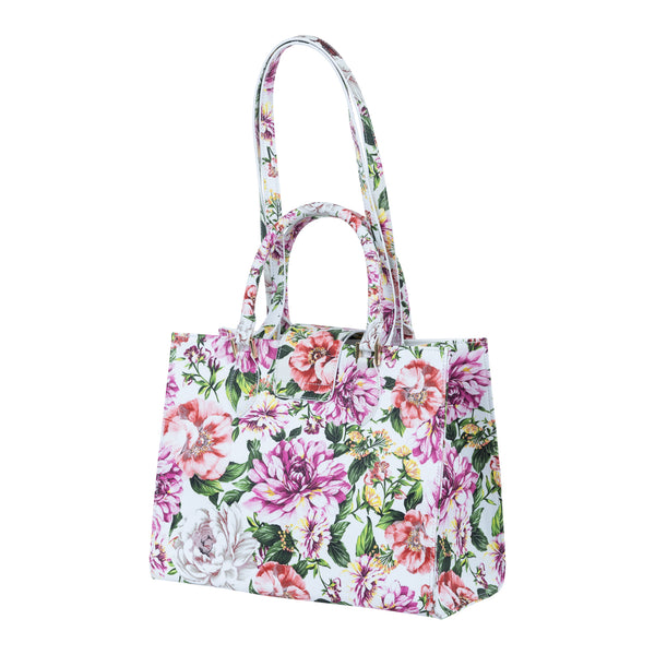 Samantha Sung Audrey Tote_Medium_Los Cabos Flower_White Pink