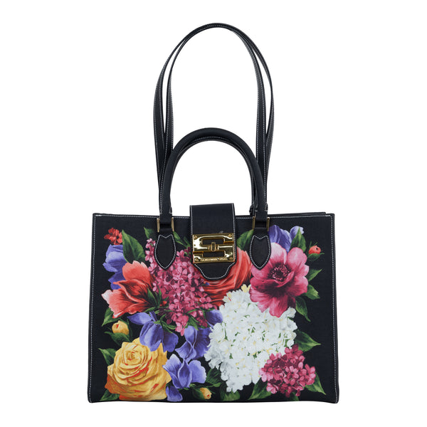 samantha sung Audrey Tote_Medium_Zinnia Flower_Black
