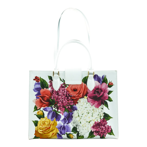 Samantha Sung Audrey Tote_Medium_Zinnia Flower_White
