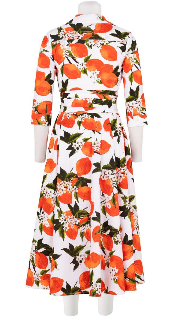 samantha sung Avenue Dress Shirt Collar 3/4 Sleeve Midi Length Cotton Stretch (Lemon Original)