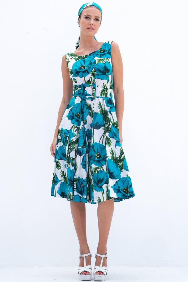 samantha sung Birdy Dress #2 Crew Neck Sleeveless Cotton Stretch (Poppy Poland Big)