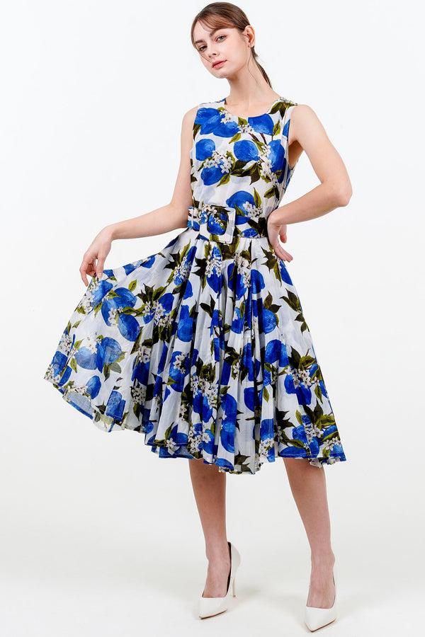 Samantha Sung Birdy Dress #2 Crew Neck Sleeveless Petite Length Cotton Musola (Lemon Original)