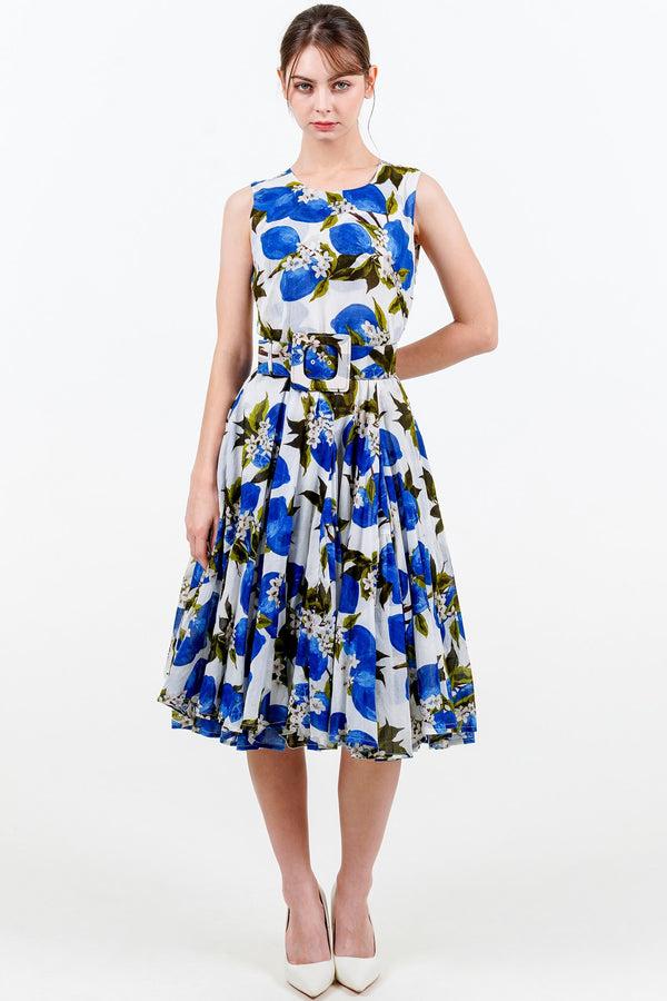 samantha sung Birdy Dress #2 Crew Neck Sleeveless Petite Length Cotton Musola (Lemon Original)