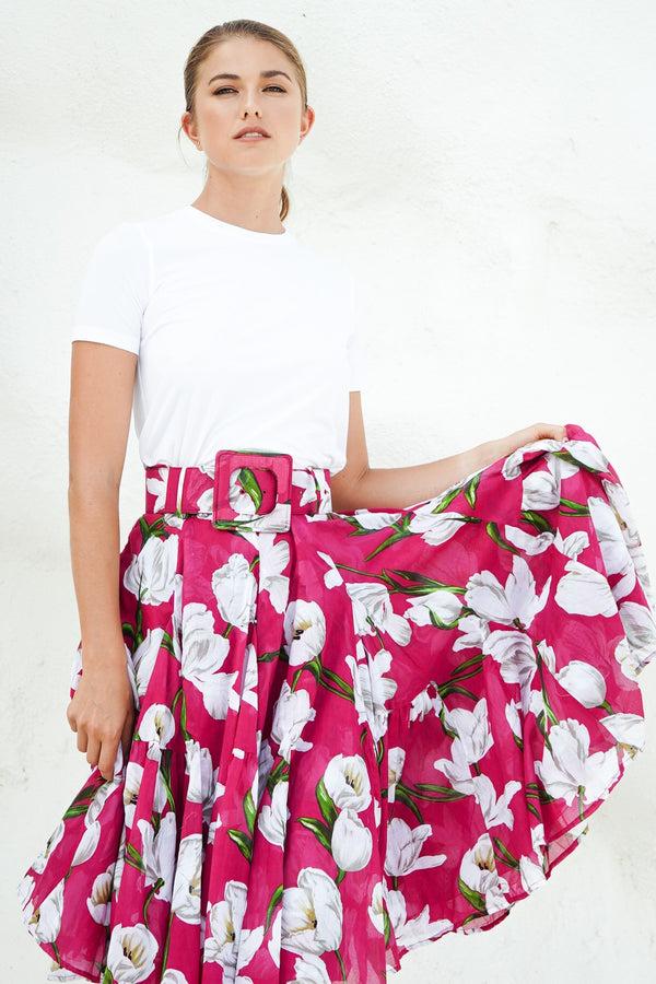 Samantha Sung Birdy Skirt #2 Cotton Musola (White Tulip)
