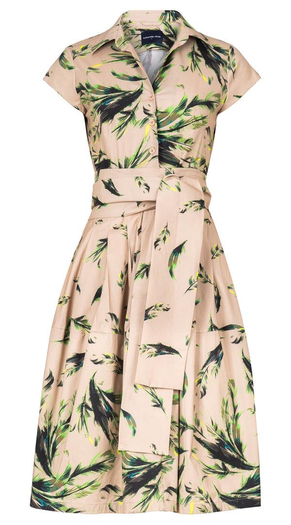 Samantha Sung Claire Dress Shirt Collar Cap Sleeve Regular Length Cotton Stretch (Feather Cascade Multi)