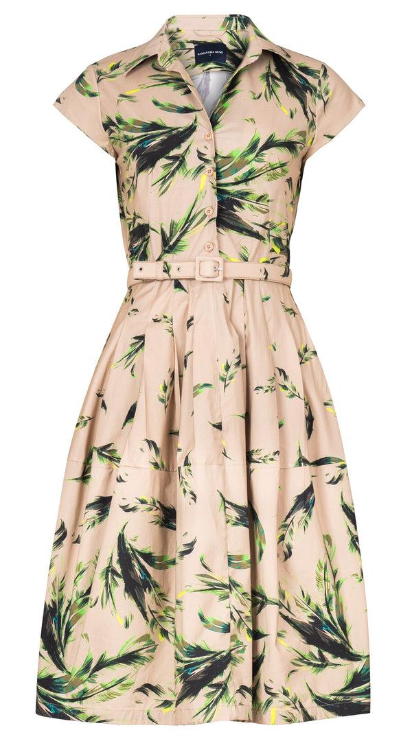 samantha sung Claire Dress Shirt Collar Cap Sleeve Regular Length Cotton Stretch (Feather Cascade Multi)