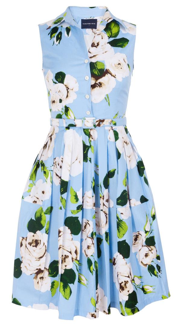 Samantha Sung Claire Dress Shirt Collar Sleeveless Cotton Stretch (Amber Queen)