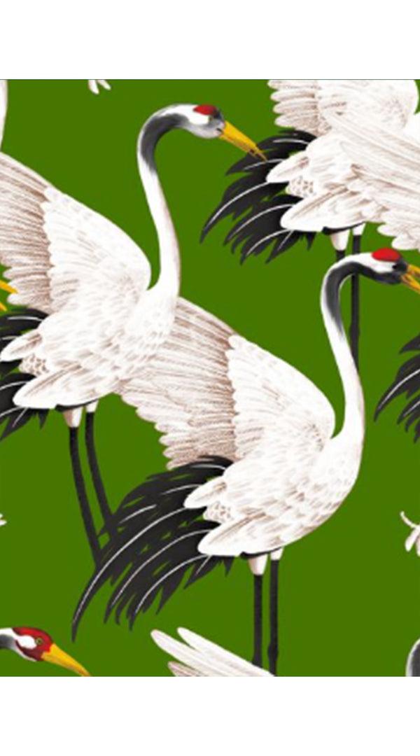 samantha sung Claire Dress V Neck Cap Sleeve Regular Length Cotton Stretch (White Crane All Over)