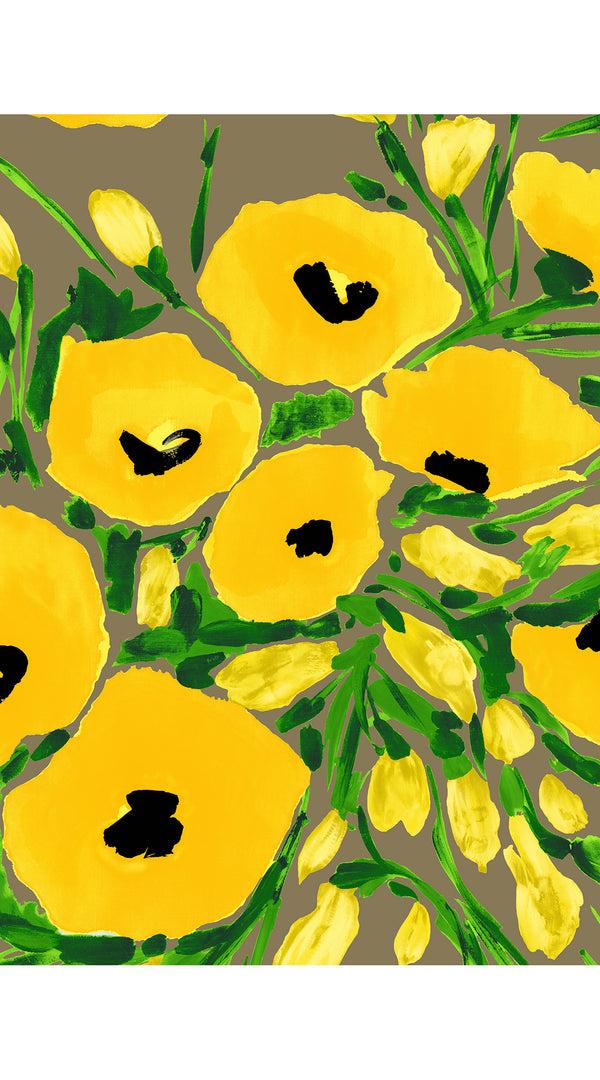 Samantha Sung Eden Dress Crew Neck 3/4 Sleeve Maxi Length Cotton Musola (Fiori Poppy Big Pastel)