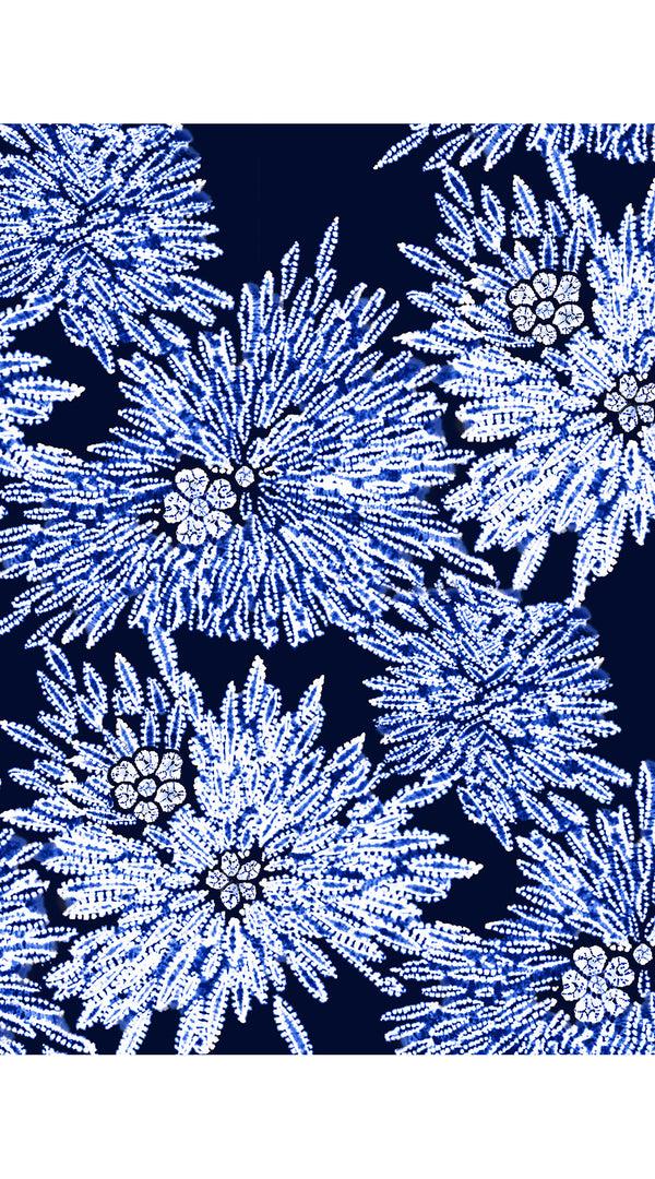 Samantha Sung Eden Dress Crew Neck 3/4 Sleeve Maxi Length Cotton Musola (Shibori Sumire)