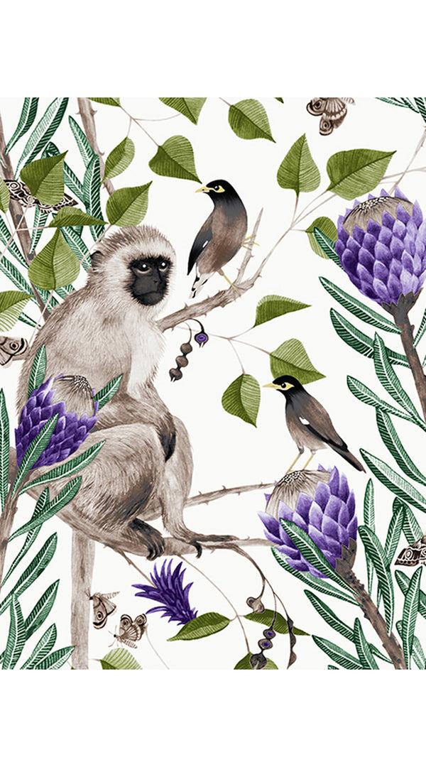 Samantha Sung Eden Dress Crew Neck 3/4 Sleeve Maxi Length Cotton Musola (Eastern Monkey White)