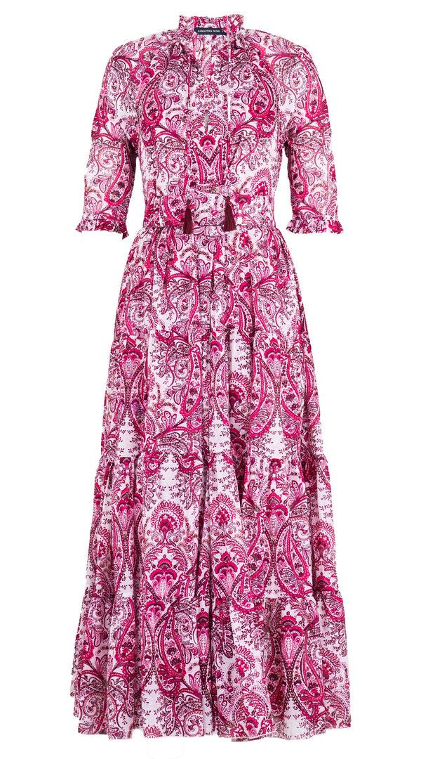 Samantha Sung Eden Dress Crew Neck 3/4 Sleeve Maxi Length Cotton Musola (Russian Paisley)