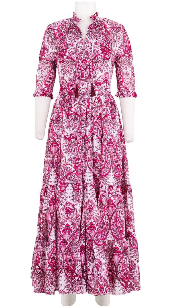 samantha sung Eden Dress Crew Neck 3/4 Sleeve Maxi Length Cotton Musola (Russian Paisley)