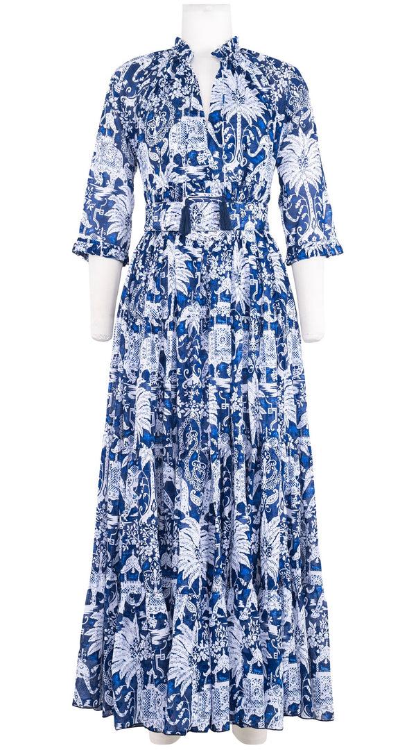 samantha sung Eden Dress Crew Neck 3/4 Sleeve Maxi Length Cotton Musola (Elephant Bandana)