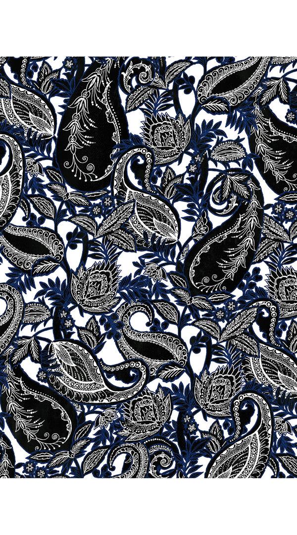 Samantha Sung Eden Dress Crew Neck 3/4 Sleeve Maxi Length Cotton Musola (Cachemire Paisley White)