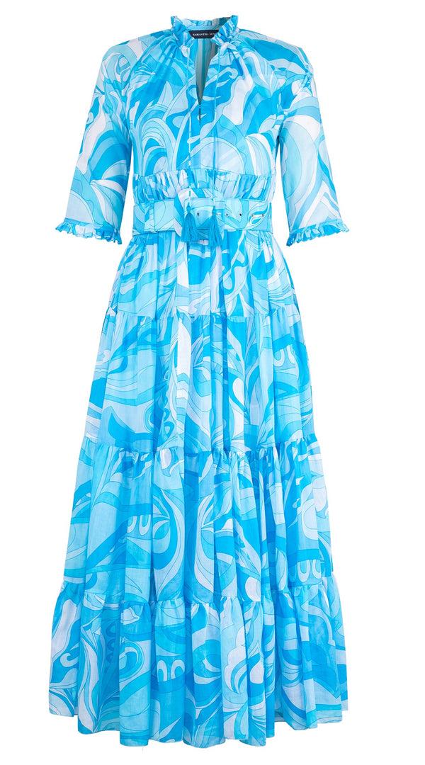 samantha sung Eden Dress Crew Neck 3/4 Sleeve Maxi Length Cotton Musola (Pucciesque Graphic)