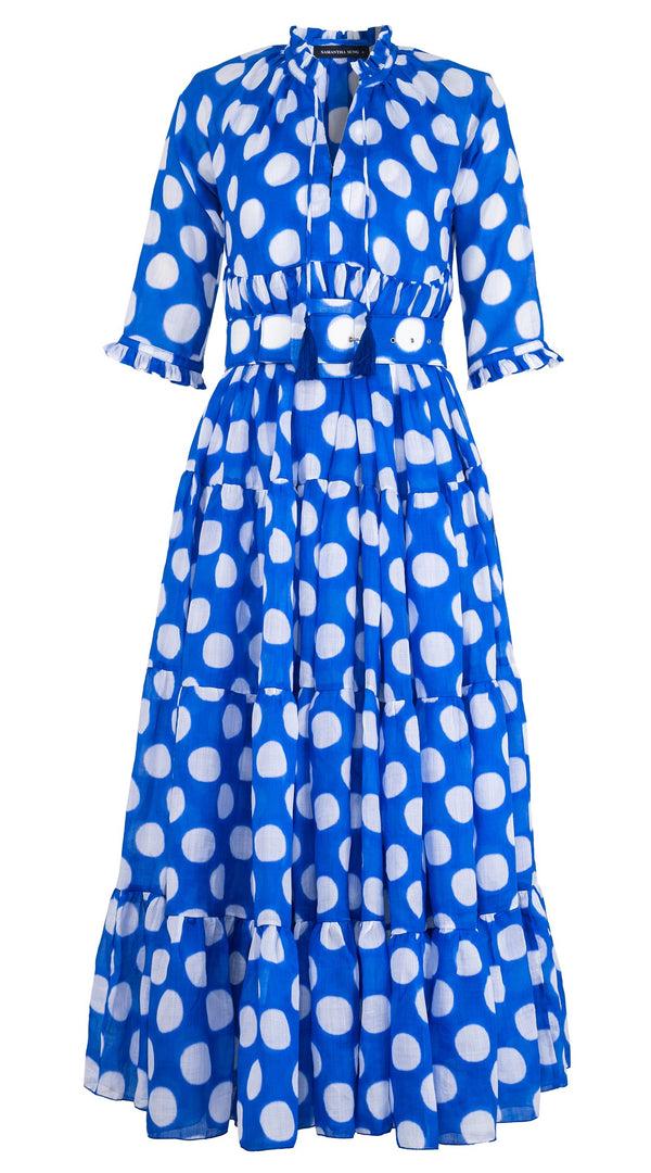 samantha sung Eden Dress Crew Neck 3/4 Sleeve Maxi Length Cotton Musola (Tie Dye Dot)