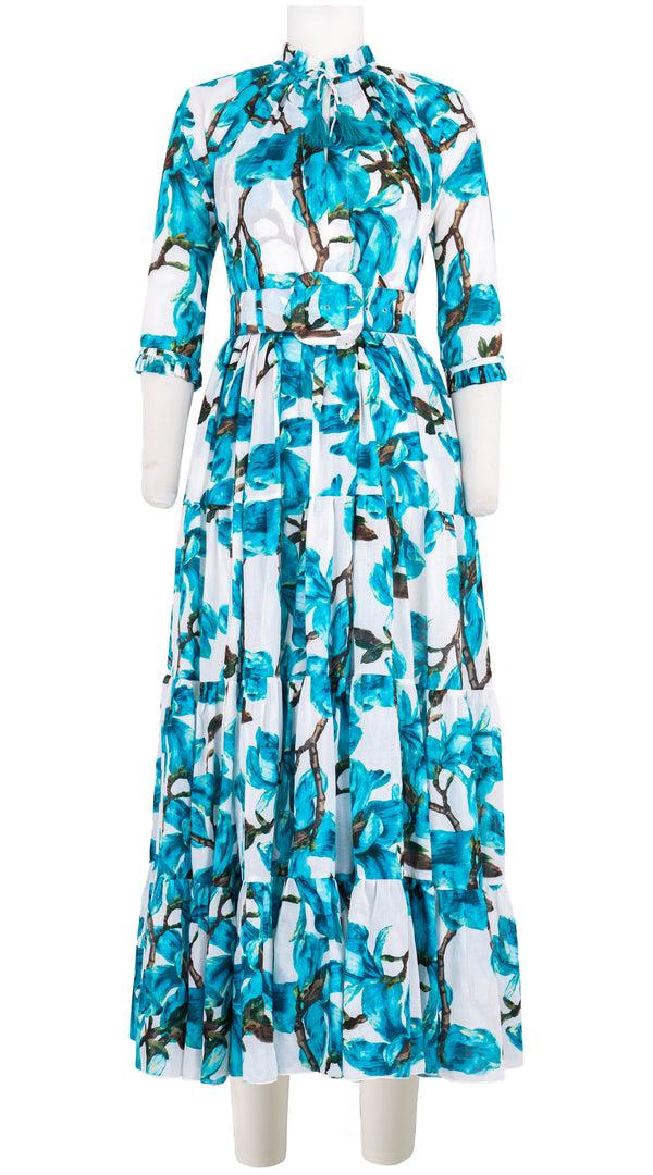 Samantha Sung Eden Dress Crew Neck 3/4 Sleeve Maxi Musola (Magnolia Blossom) 8