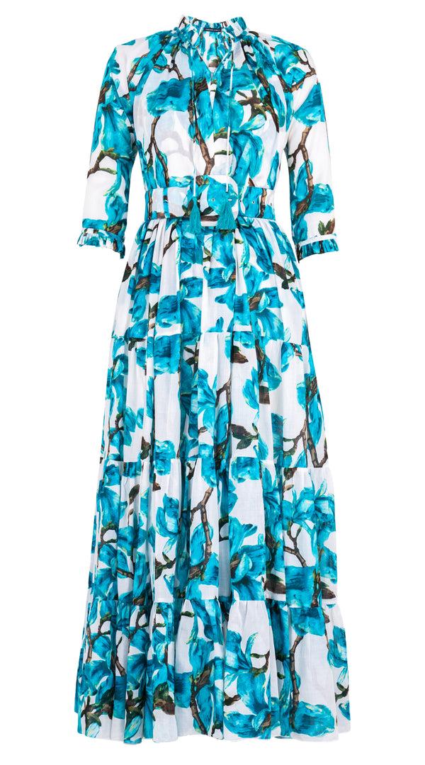 samantha sung Eden Dress Crew Neck 3/4 Sleeve Maxi Musola (Magnolia Blossom) 8