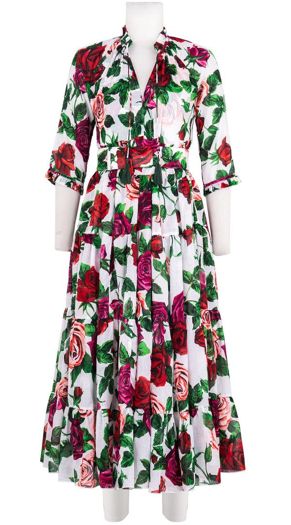 samantha sung Eden Dress Crew Neck 3/4 Sleeve Midi Length Cotton Musola (Charlotte Rose Big)