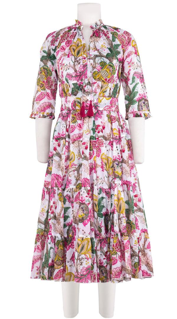 samantha sung Eden Dress Crew Neck 3/4 Sleeve Midi Length Cotton Musola (Darts Hill Garden)