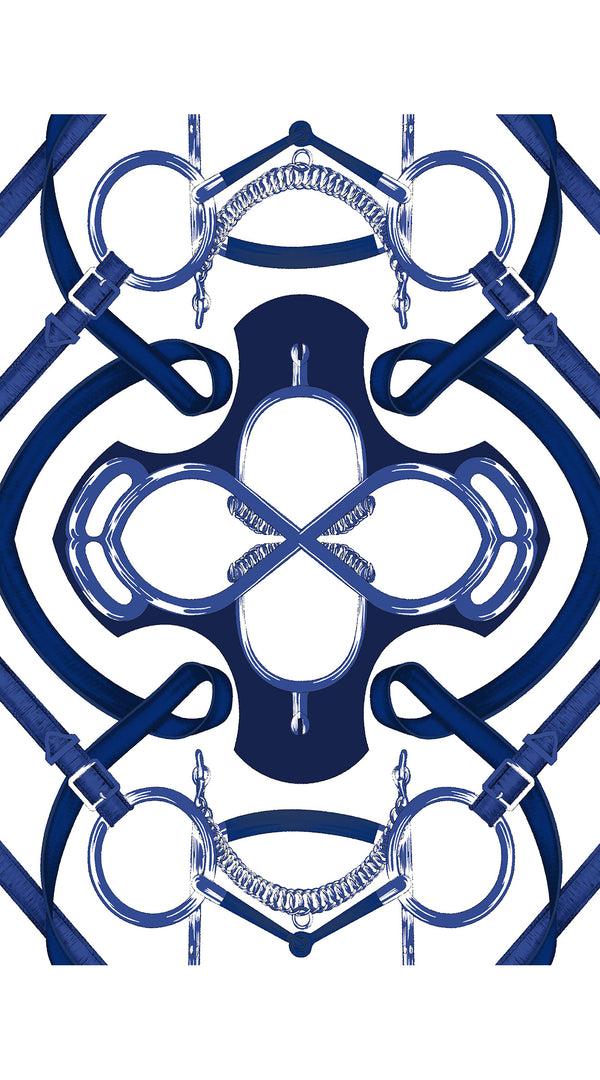 Samantha Sung Eden Dress Crew Neck 3/4 Sleeve Midi Plus Length Cotton Musola (Secretariat Horse White Pastel)