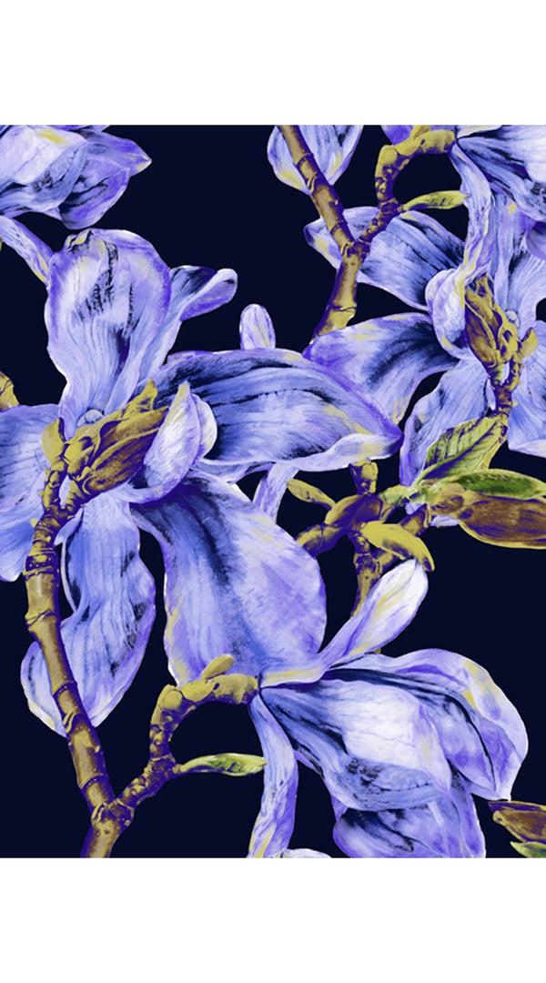 Samantha Sung Eden Dress Crew Neck 3/4 Sleeve With Hamilton Belt Maxi Length Cotton Musola (Magnolia Blossom)