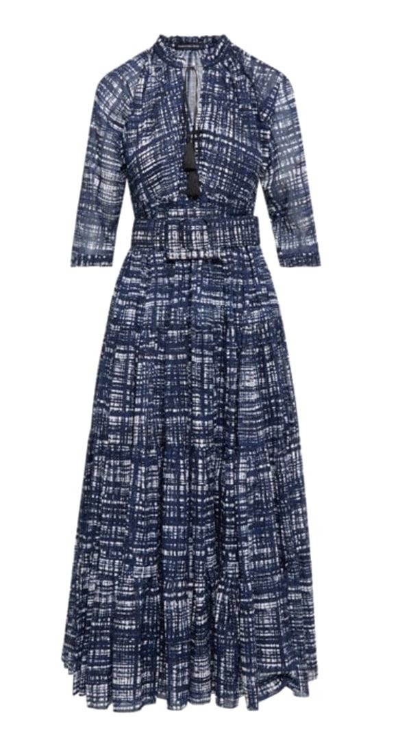 samantha sung Eden Dress Crew Neck 3/4 Sleeve with Hamilton Belt Maxi Length Cotton Musola (Hemp Linen)