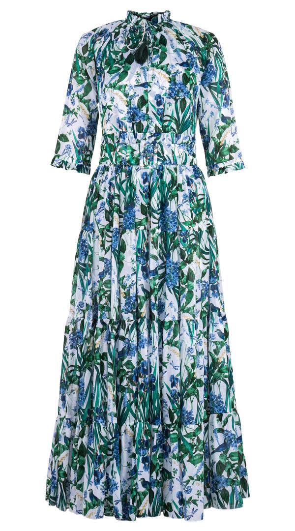 Samantha Sung Eva Dress Crew Neck 3/4 Sleeve Maxi Length Cotton Musola (Vintage Iris) 3